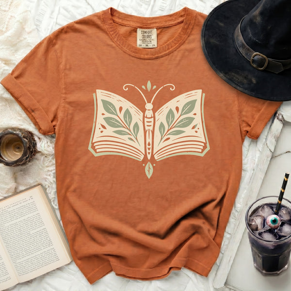 Botanical Book Butterfly Tee in Yam