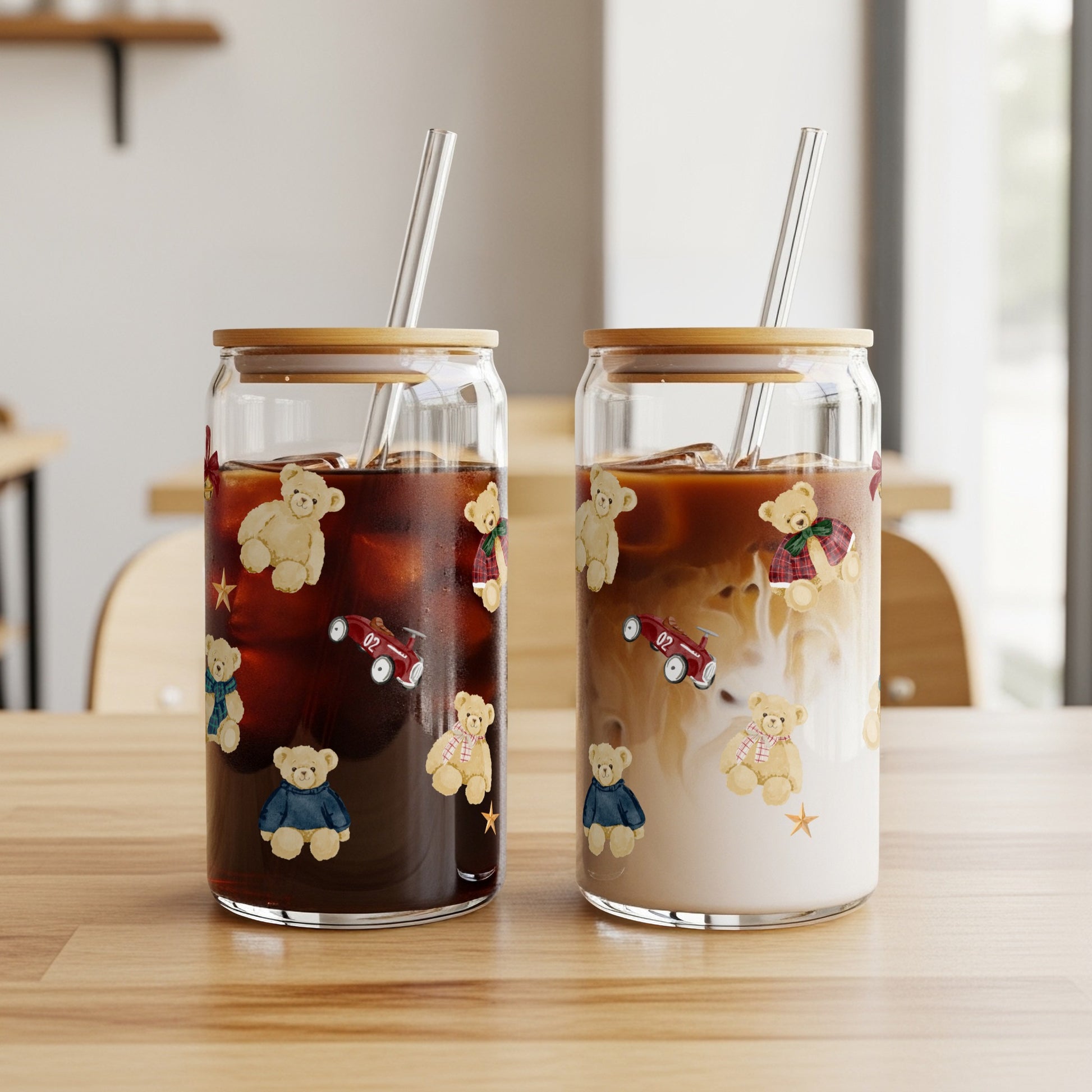 Cute Bear Design Reusable Glass Drinkware