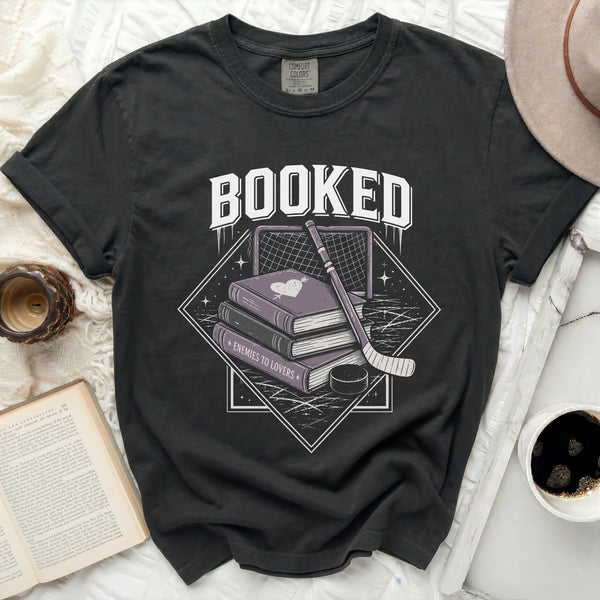 Booked Hockey Romance Literary Escape Tee in Black
