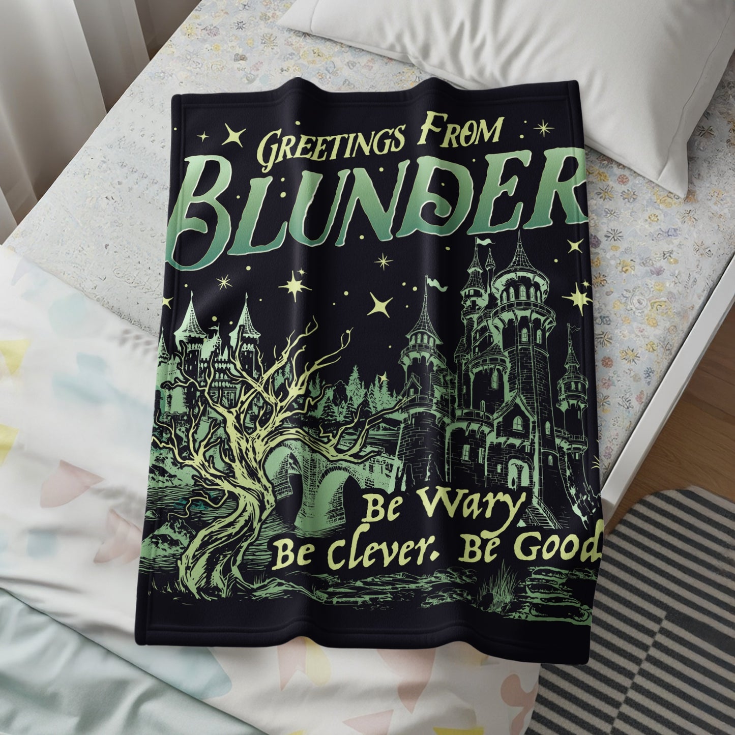 Greetings From BLUNDER Be Wary Be Clever Blanket