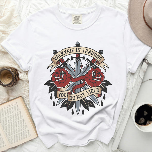 Valkyrie in Training Tattoo Style Tee in White