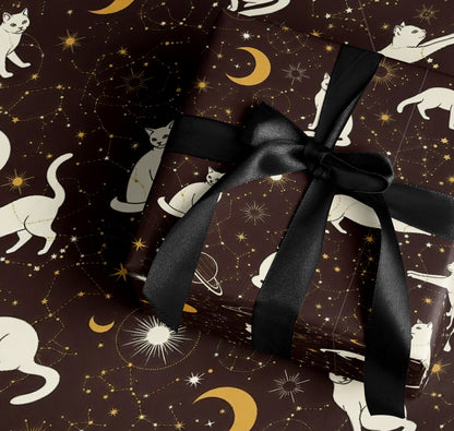 Cosmic Cat Constellations Wrapping Paper Gift Decor