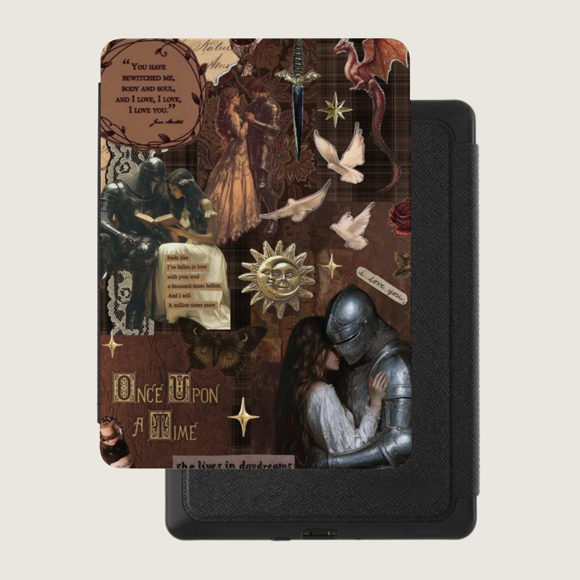 Collage of fantasy elements with a quote: "You have bewitched me, body and soul."