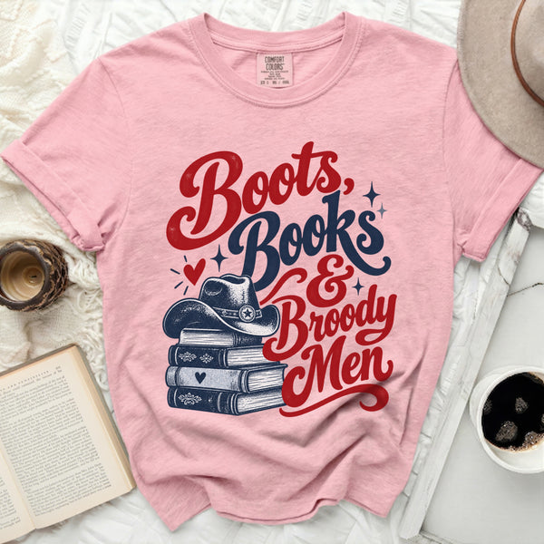 Boots & Books Romance Tee in Blossom