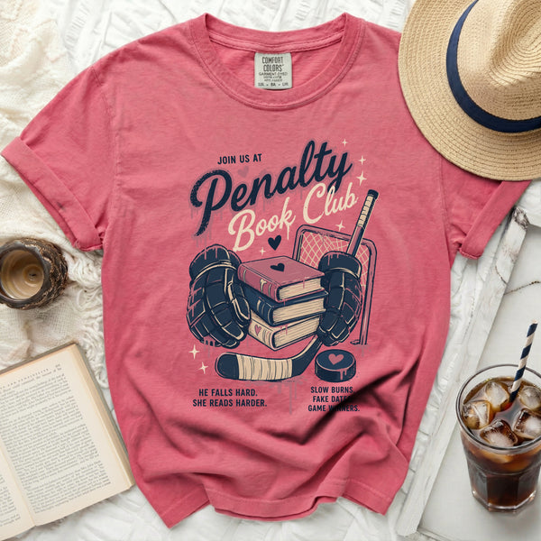 Penalty Book Club Hockey Tee in Crunchberry