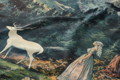 Enchanting Forest Scene with Deer and Maiden Design
