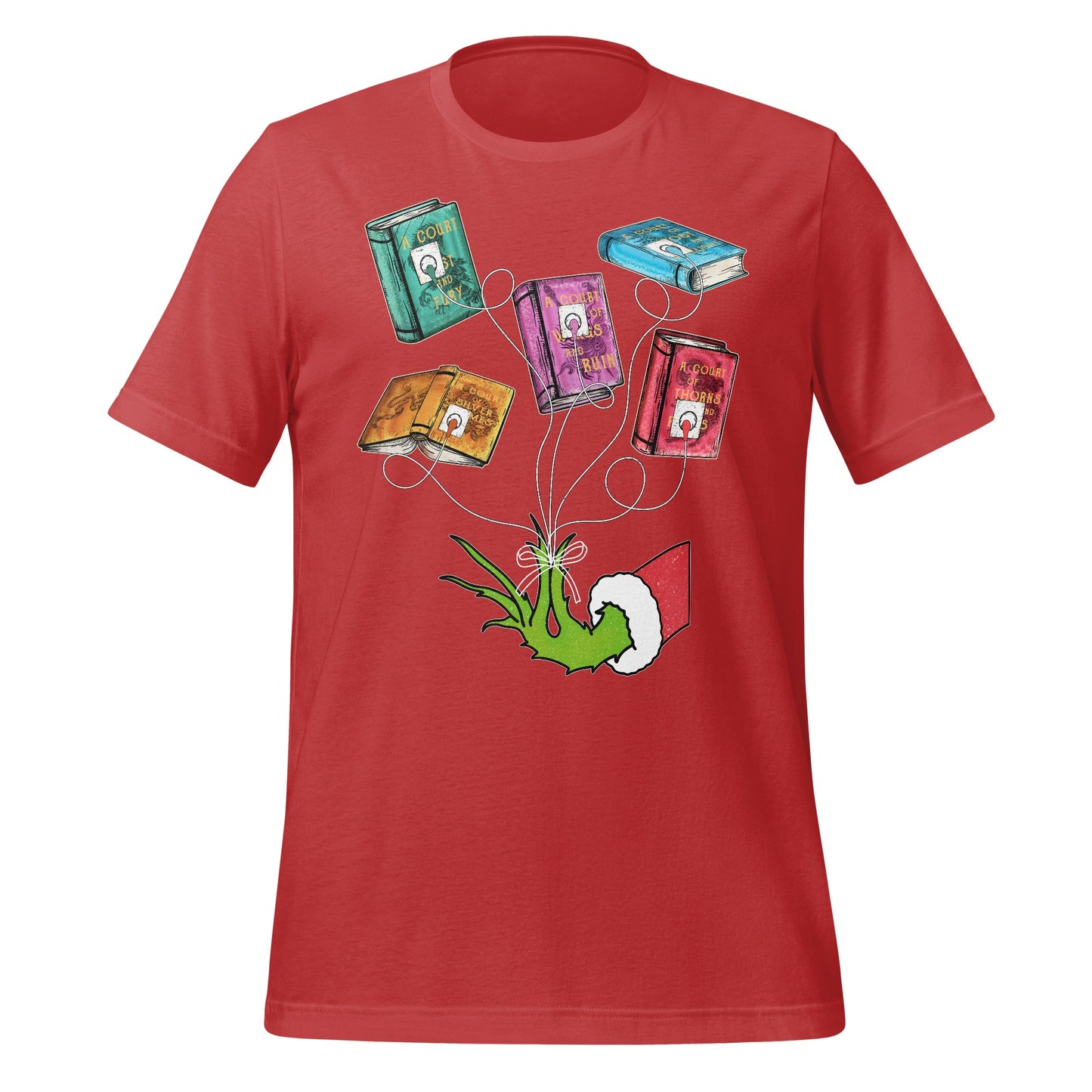 Grinch Hand Holding Floating Books T-Shirt