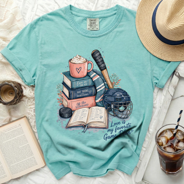 Love Is My Game Plan Hockey Tee in Island Reef