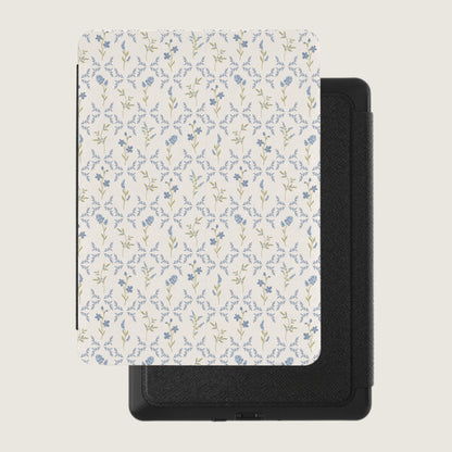 Floral Pattern Blue and White Kindle Case Cover