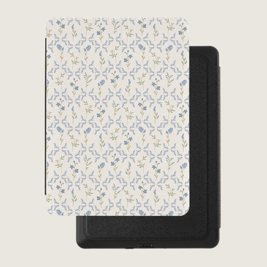 Floral Pattern Blue and White Kindle Case Cover