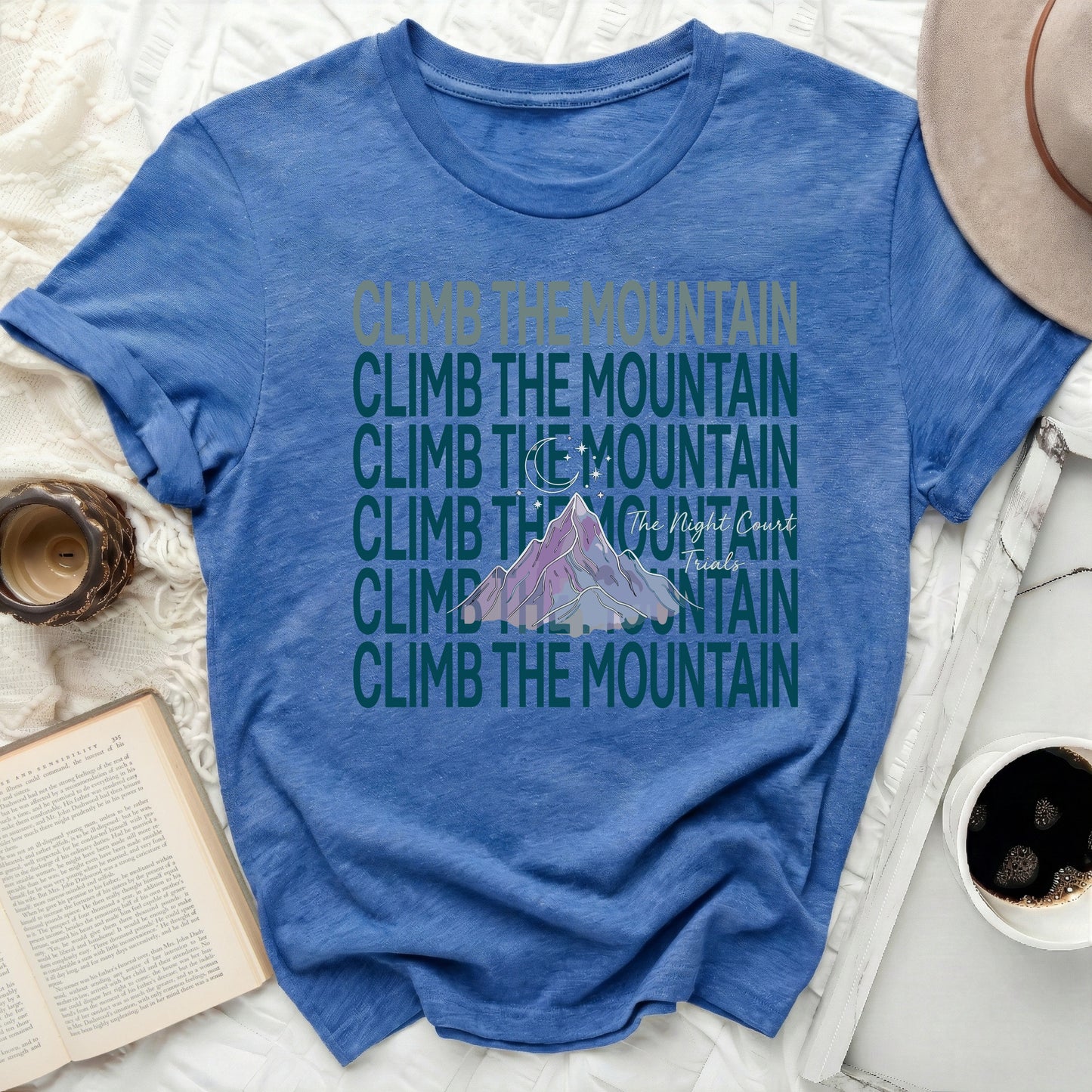 Climb The Mountain Night Court Trials Blue Shirt product type