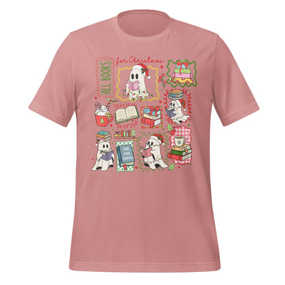 Christmas Ghosts with Books Graphic T-Shirt