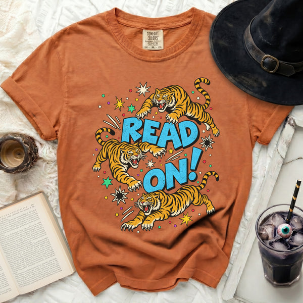 Read On Tiger Tee in Yam