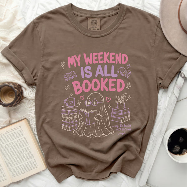 My Weekend Is All Booked Cute Ghost Tee in Espresso
