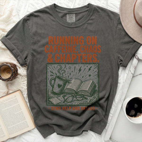 Running on Chapters Tee in Pepper