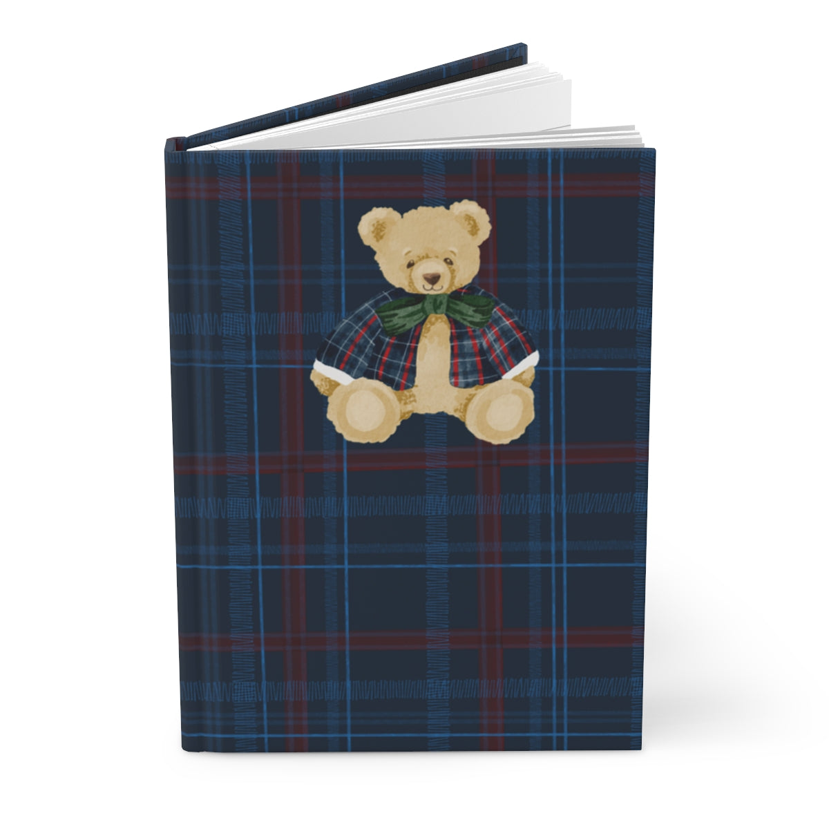 Cute Plaid Journal with Adorable Teddy Bear Design