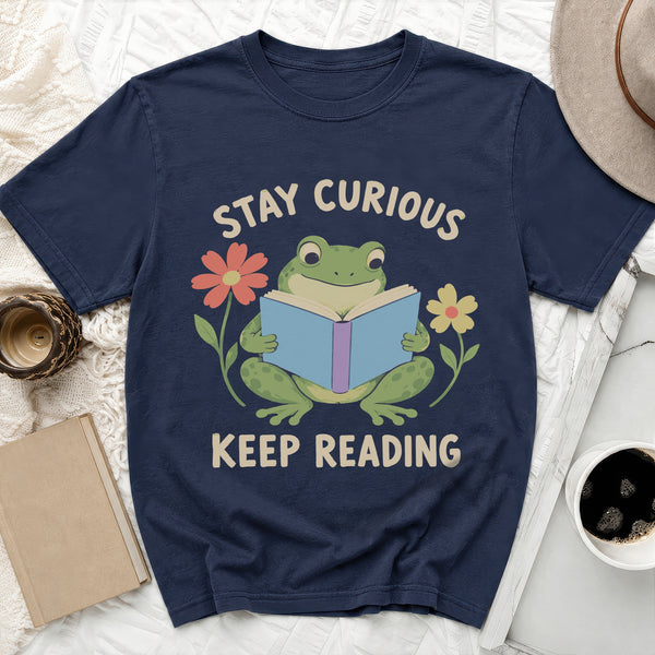 Stay Curious Frog Tee in True Navy