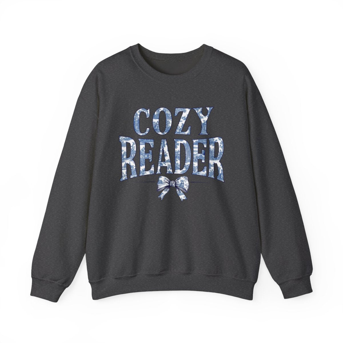Cozy Reader graphic sweatshirt with bow design