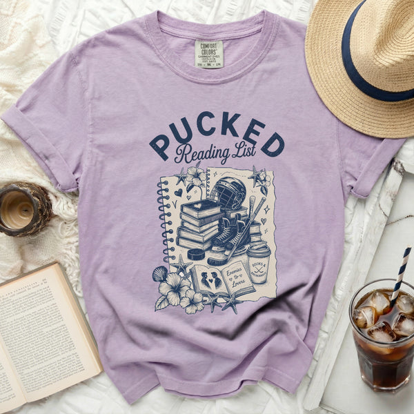 Pucked Reading List Tee in Orchid