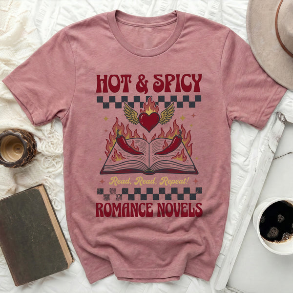 Hot & Spicy Romance Novels Tee in Heather Mauve