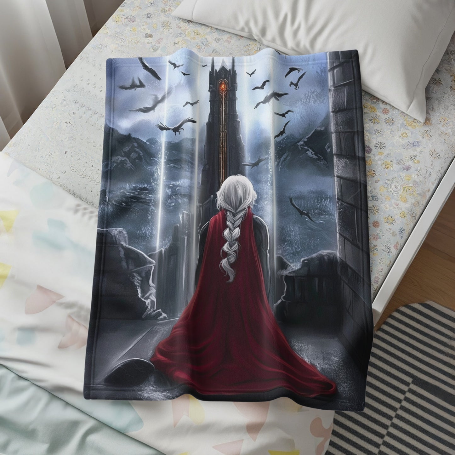 Enchanting Castle Scene with Dragon Blanket