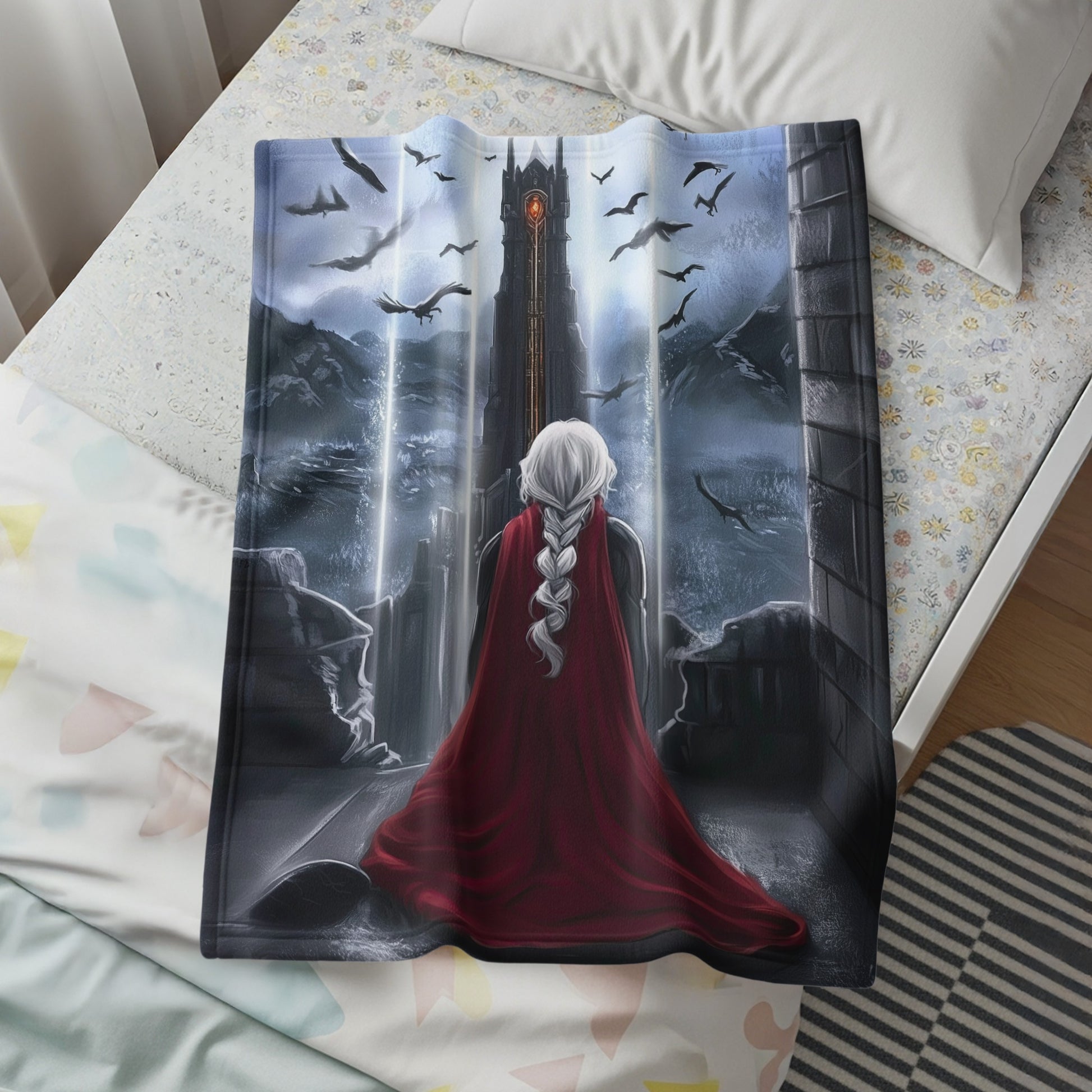 Enchanting Castle Scene with Dragon Blanket