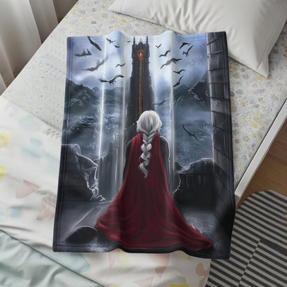 Enchanting Castle Scene with Dragon Blanket