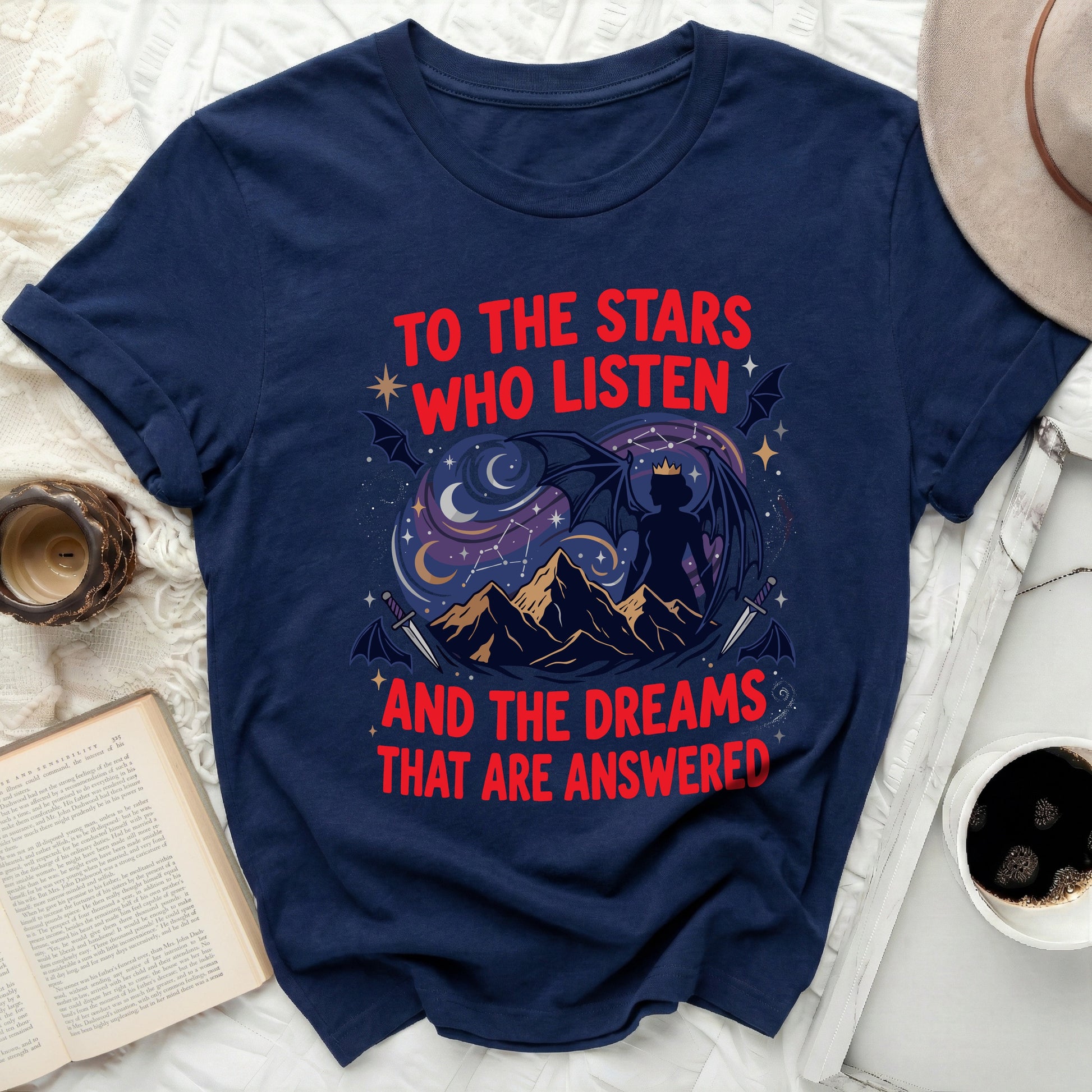 TO THE STARS WHO LISTEN AND THE DREAMS product type
Stars
Dreams
Fantasy
Constellations
Night Sky
Moon
Mountains
Crown
Swords
Bat Wings
Dark Academia
Bookish
Magical
Celestial
Mythical
Literary
Graphic Tee
Unique Design
Aesthetic
Cosmic