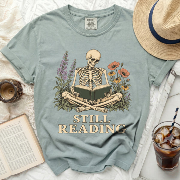 Still Reading Skeleton Tee in Bay