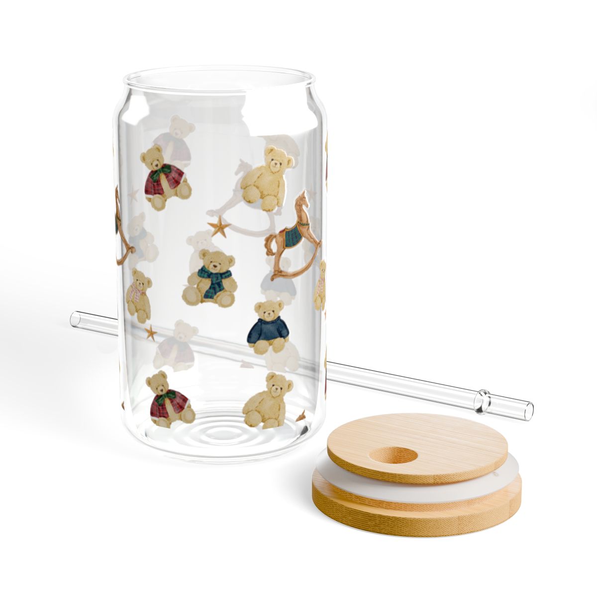 Cute Teddy Bears Pattern Drinkware with Straw