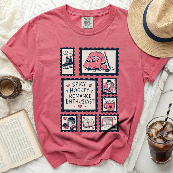 Spicy Hockey Romance Enthusiast Tee in Crunchberry