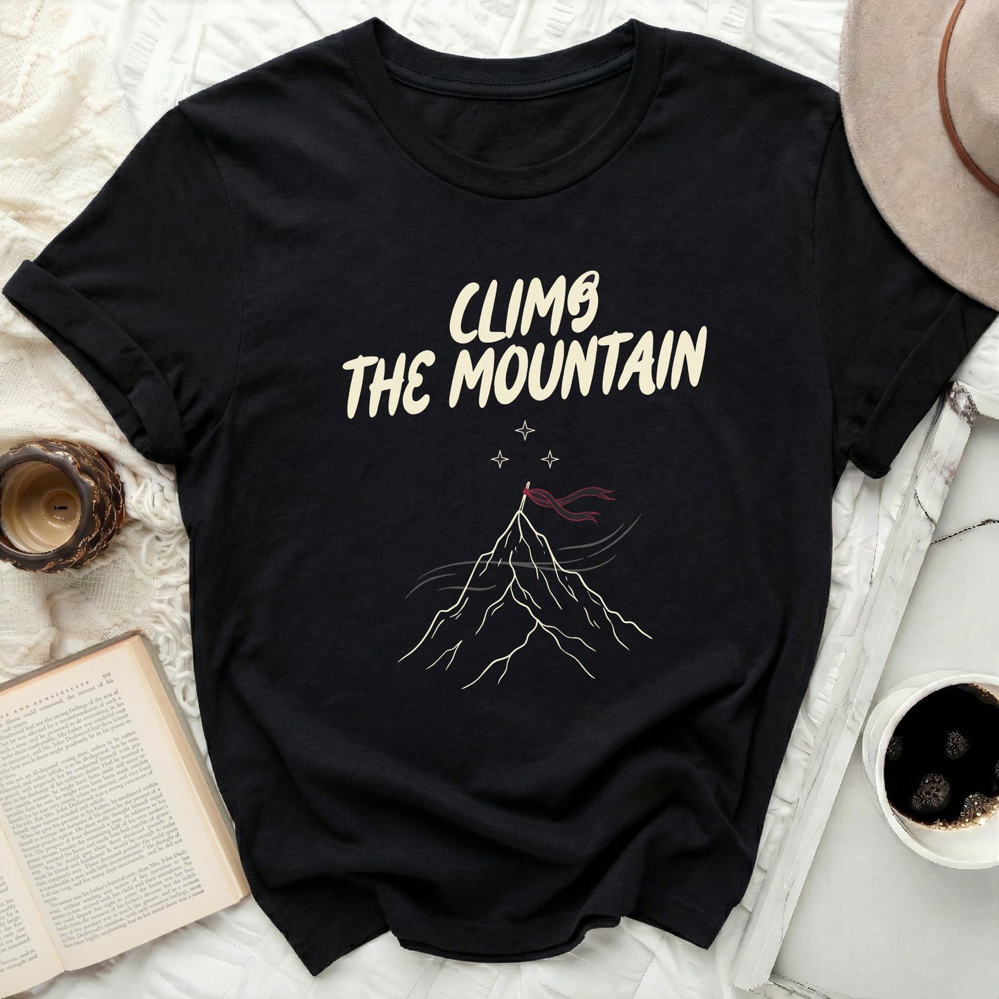 CLIMB THE MOUNTAIN Inspirational Outdoor Adventure product type
T-shirt
Graphic Tee
Mountain
Climbing
Adventure
Inspirational
Nature
Outdoors
Hiking
Summit
Black Tee
Motivation
Explore
Unique Design
Gift Idea
Apparel
Casual
Wanderlust
Mountain Lover
The Mountain