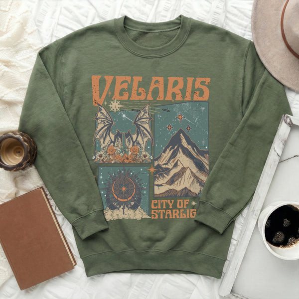 VELARIS City of Starlight Sweatshirt in Military Green