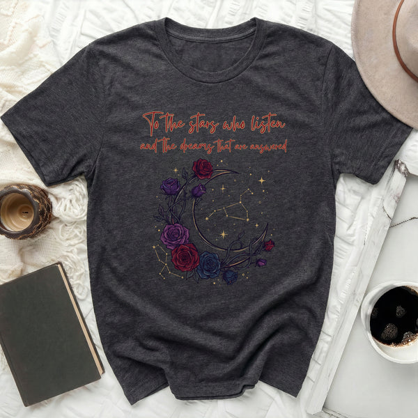 Moon & Roses Bookish Tee in Dark Grey Heather