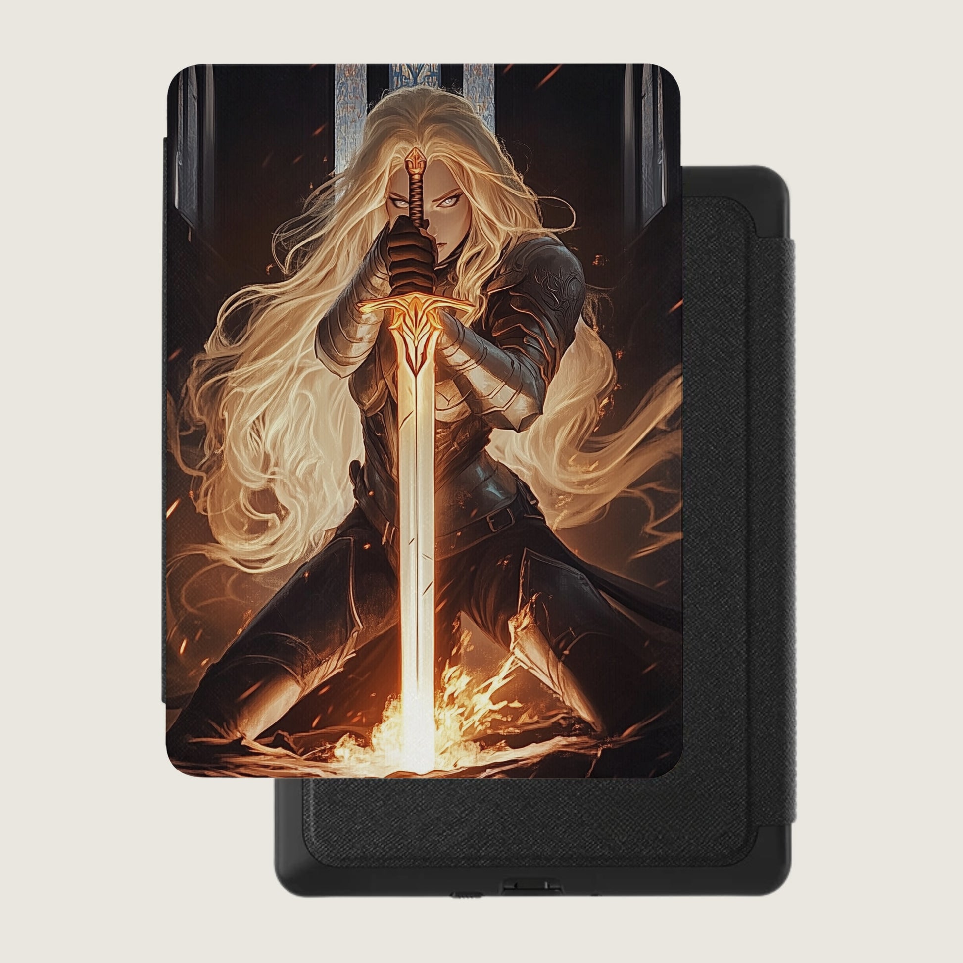 Dragon Queen Golden Hair Flaming Blade Armored Figure product type