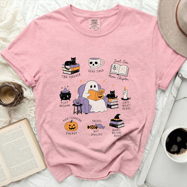Cozy Ghostly Reads Tee in Blossom