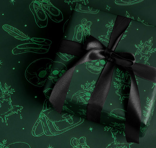 Elegant Black and Green Decorative Wrapping Paper