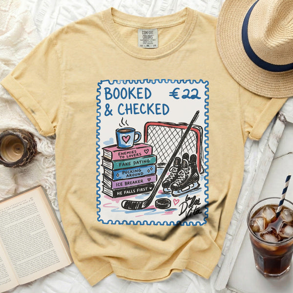 Booked & Checked Hockey Romance Tee in Butter