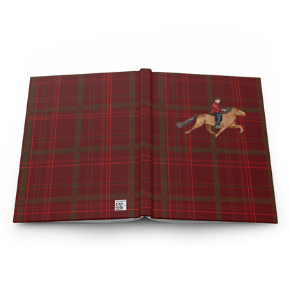 Horseback Riding Design on Red Plaid Background Notebook