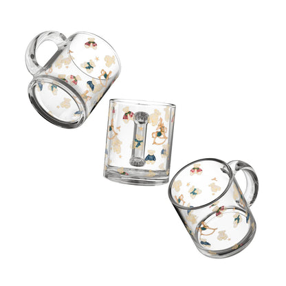 Clear Glass Mug with Colorful Cartoon Characters