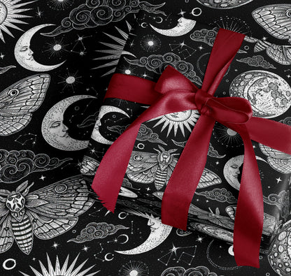 Celestial Moths and Moons Gift Wrapping Paper