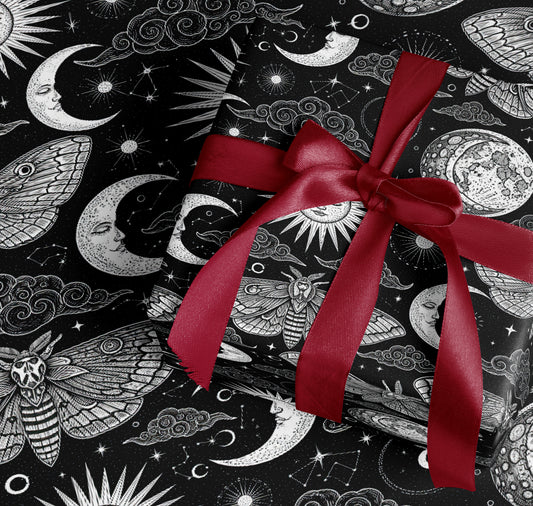 Celestial Moths and Moons Gift Wrapping Paper