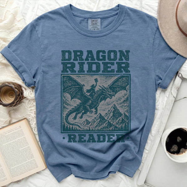 Dragon Rider Reader Tee in Blue Jean