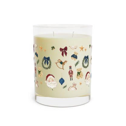 Festive Holiday Patterned Candle with Christmas Icons