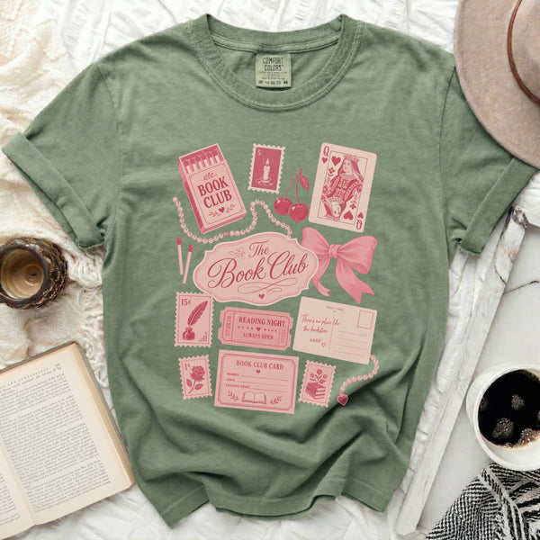 Vintage Reading Club Collage Tee in Moss