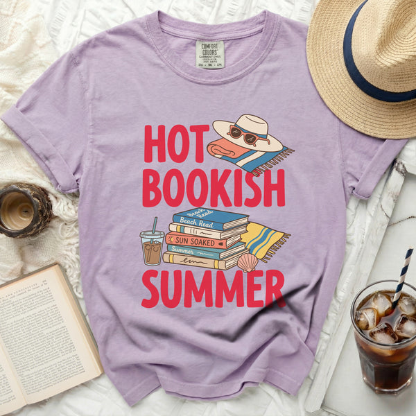 Hot Bookish Summer Vibes Tee in Orchid