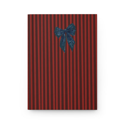 Elegant Striped Notebook with Blue Bow Accent