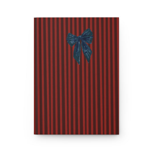 Elegant Striped Notebook with Blue Bow Accent