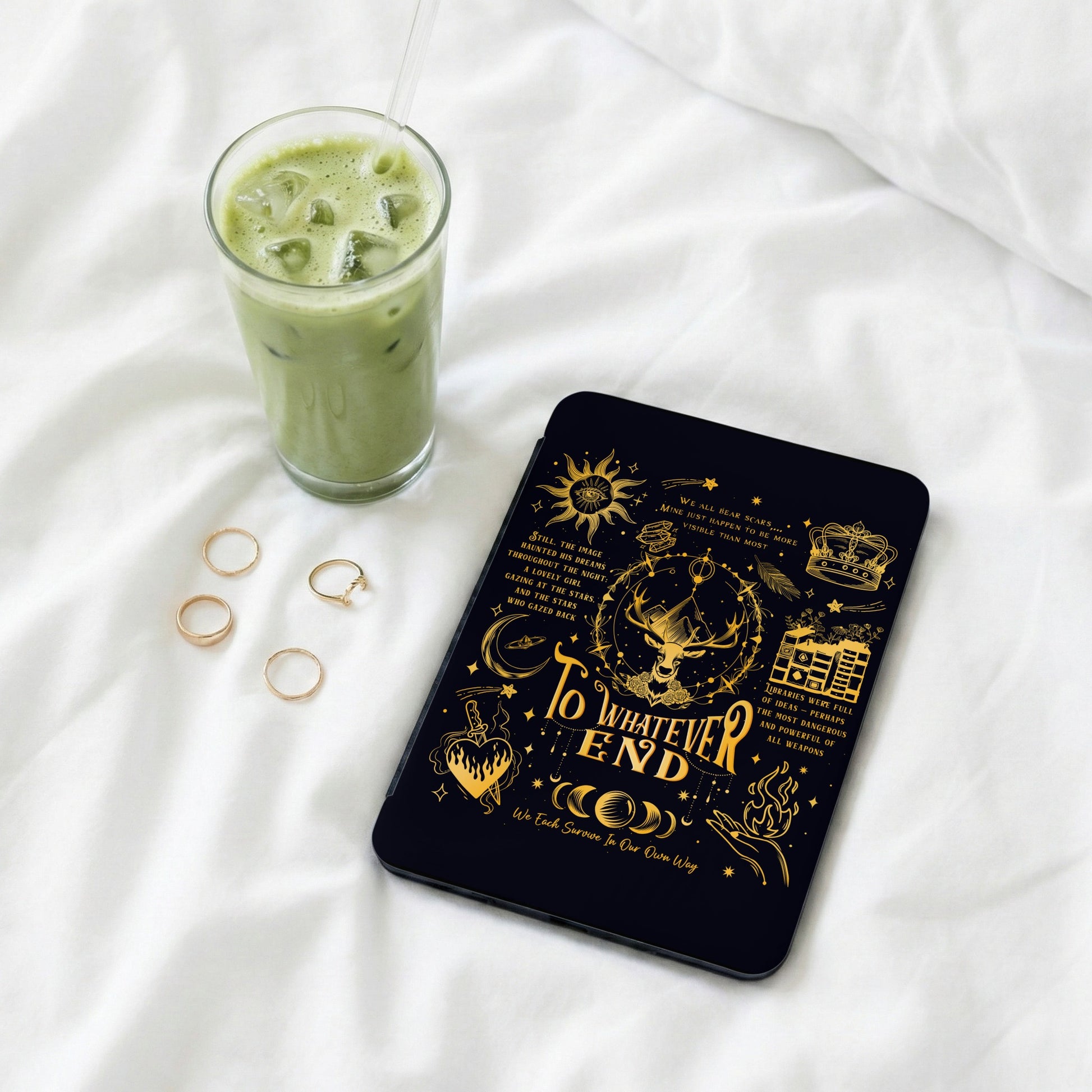 Mystical Celestial Stag Crown Quote Black Tablet Case product type