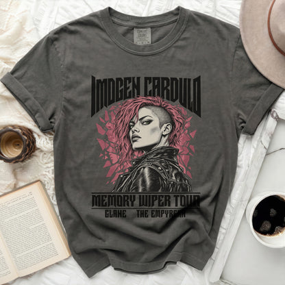 Imogen Cardui Memory Wiper Tour graphic t-shirt with punk style woman illustration.
